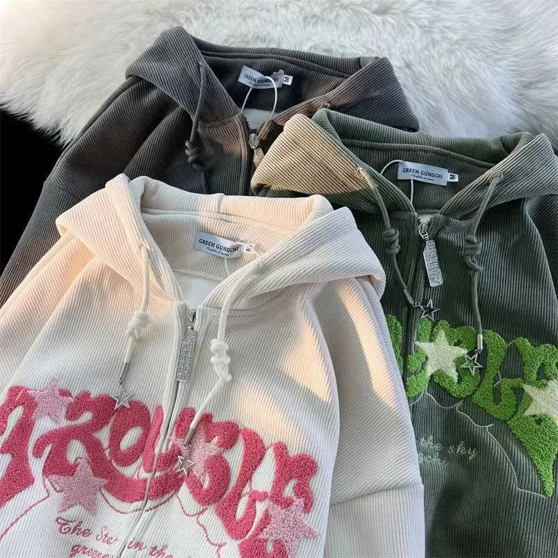 Women Zip Up Loose Hoodie