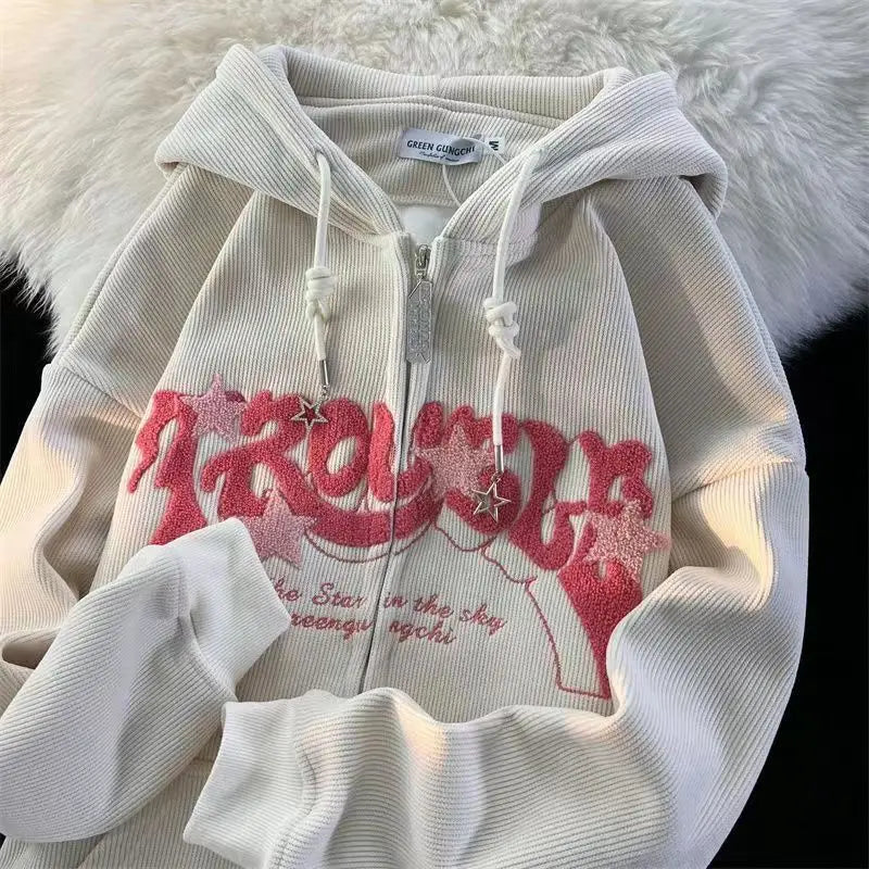 Women Zip Up Loose Hoodie
