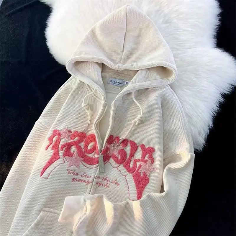 Women Zip Up Loose Hoodie