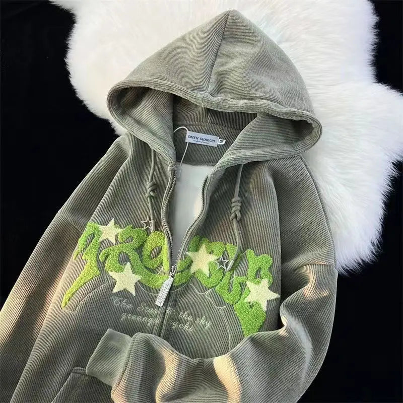 Women Zip Up Loose Hoodie
