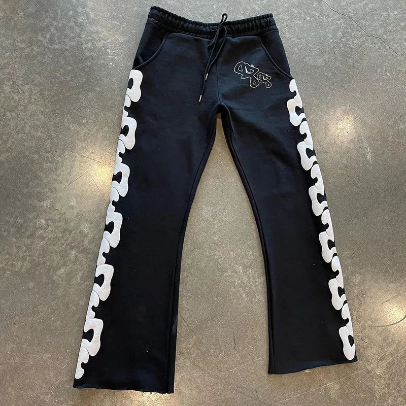 Men Rock Straight Wide Leg Pants