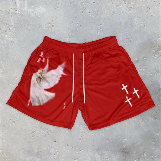 Angel Cross Print Shorts